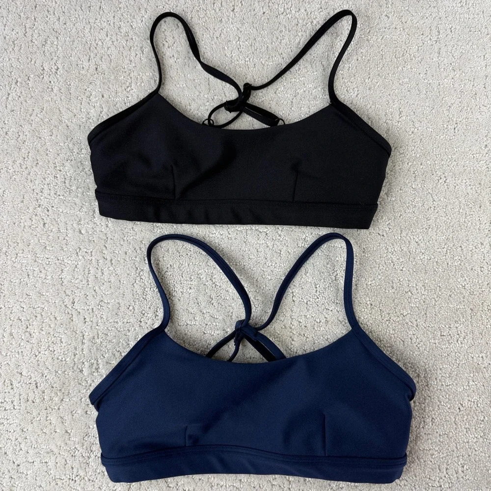 Alo Yoga Airlift Intrigue Bra Women S Black Navy Blue 2 Pack Crisscross Straps